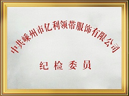 中共嵊州市亿利领带服饰有限公司纪检委员证书
